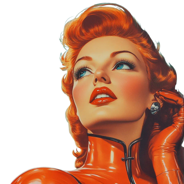 Retro Futuristic Redhead Vinyl Car Decal Sticker – Waterproof & UV-Resistant 8"