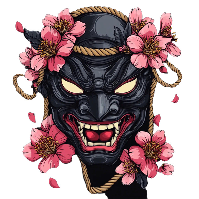 Scary Hanya Mask Vinyl Car Decal Sticker – Waterproof & UV-Resistant 8"