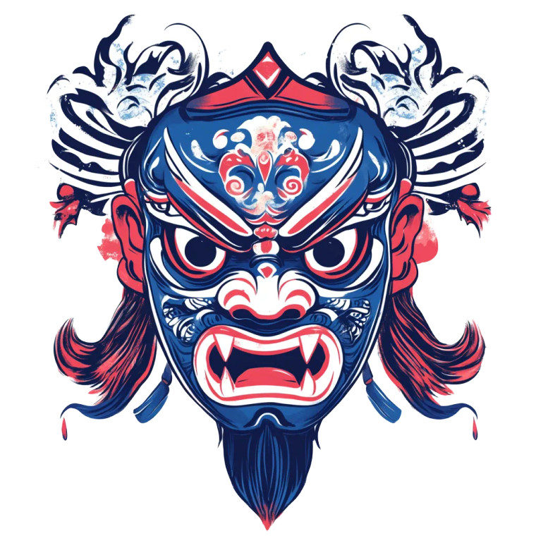 Nuo Mask Emotions Vinyl Car Decal Sticker – Waterproof & UV-Resistant 8"