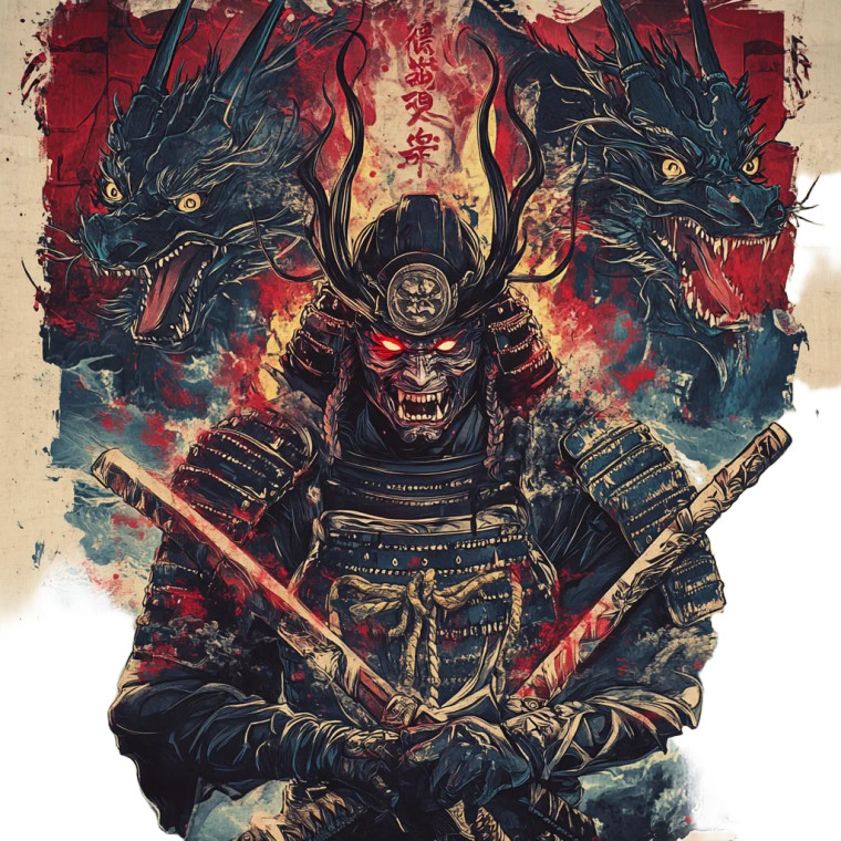 Demonic Samurai Print Vinyl Car Decal Sticker – Waterproof & UV-Resistant 8"