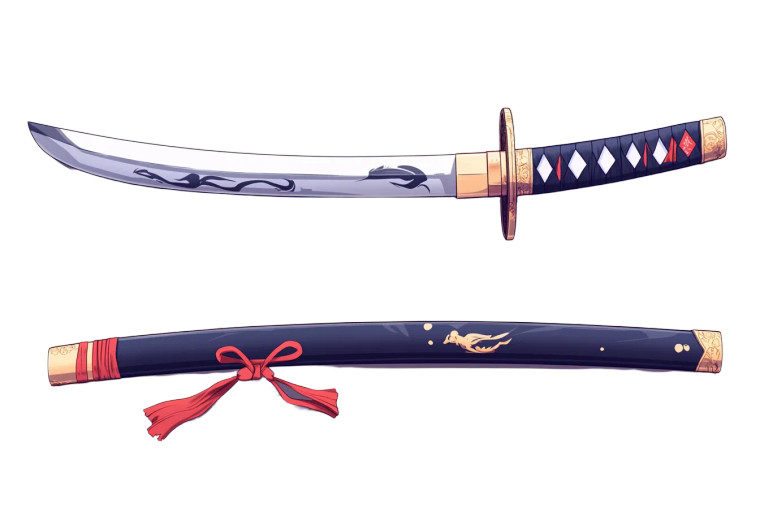 Anime Katana Design Vinyl Car Decal Sticker – Waterproof & UV-Resistant 8"