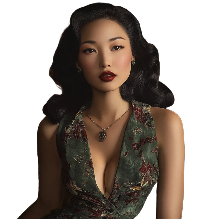 1940S Asian Lady Vinyl Car Decal Sticker – Waterproof & UV-Resistant 8"