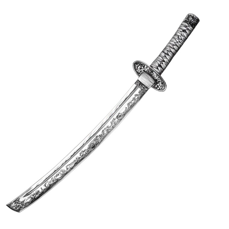 Katana Drawing V2 Vinyl Car Decal Sticker – Waterproof & UV-Resistant 8"