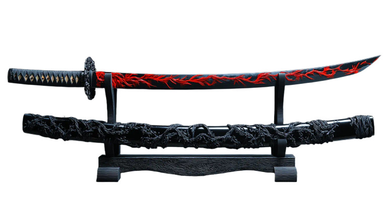 Thorned Katana Vinyl Car Decal Sticker – Waterproof & UV-Resistant 8"