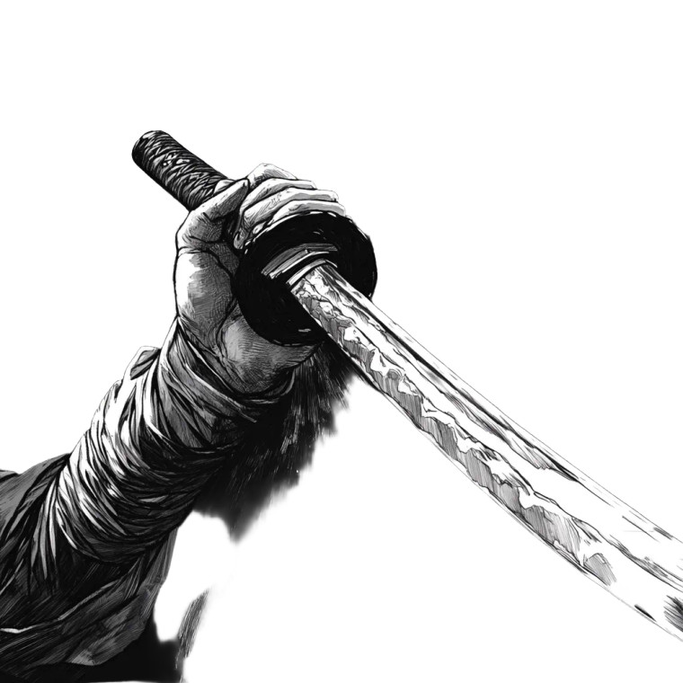 Samurai Sword Action Vinyl Car Decal Sticker – Waterproof & UV-Resistant 8"