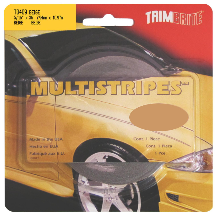 Trimbrite Pinstripe Tape T0409 5/16 Inch Multistripe; Beige; 36 Foot Length