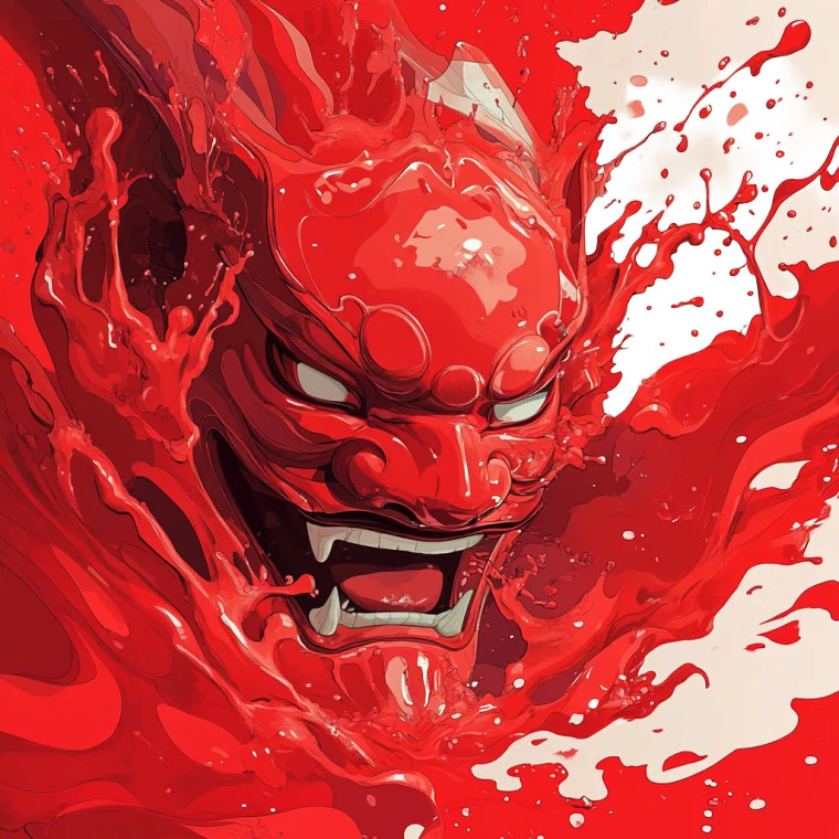 Red Oni Mask V7 Vinyl Car Decal Sticker – Waterproof & UV-Resistant 8"