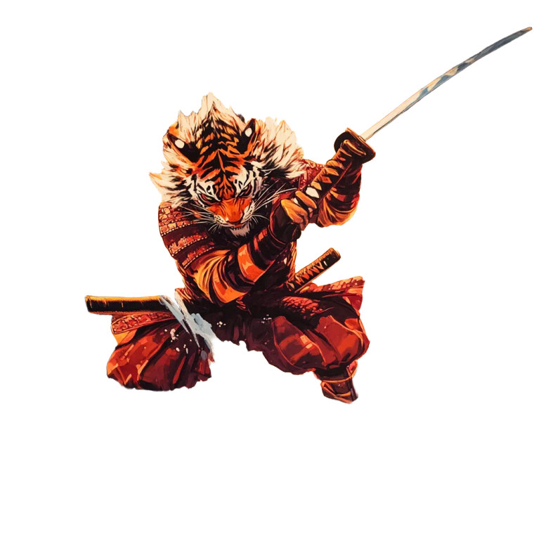 Tiger Samurai Spirit Vinyl Car Decal Sticker – Waterproof & UV-Resistant 8"