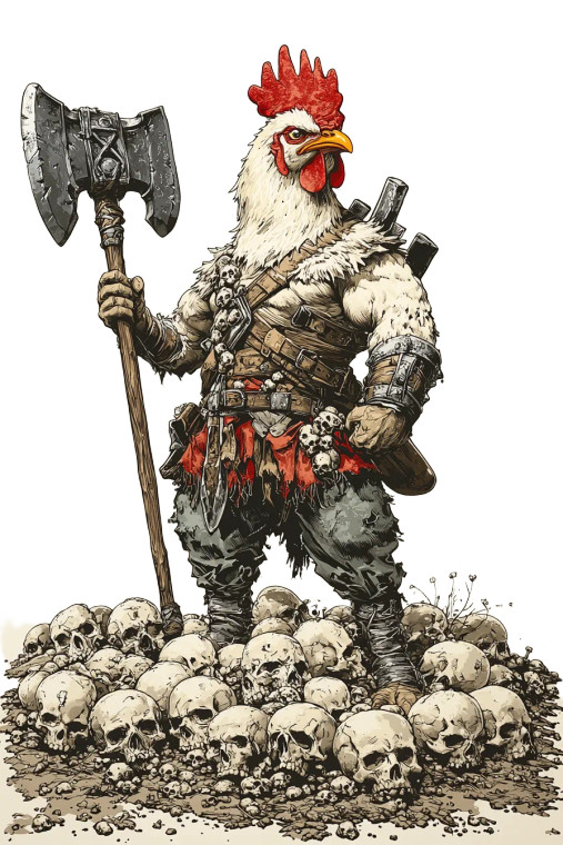 Conan Chicken Barbarian Vinyl Car Decal Sticker – Waterproof & UV-Resistant 8"