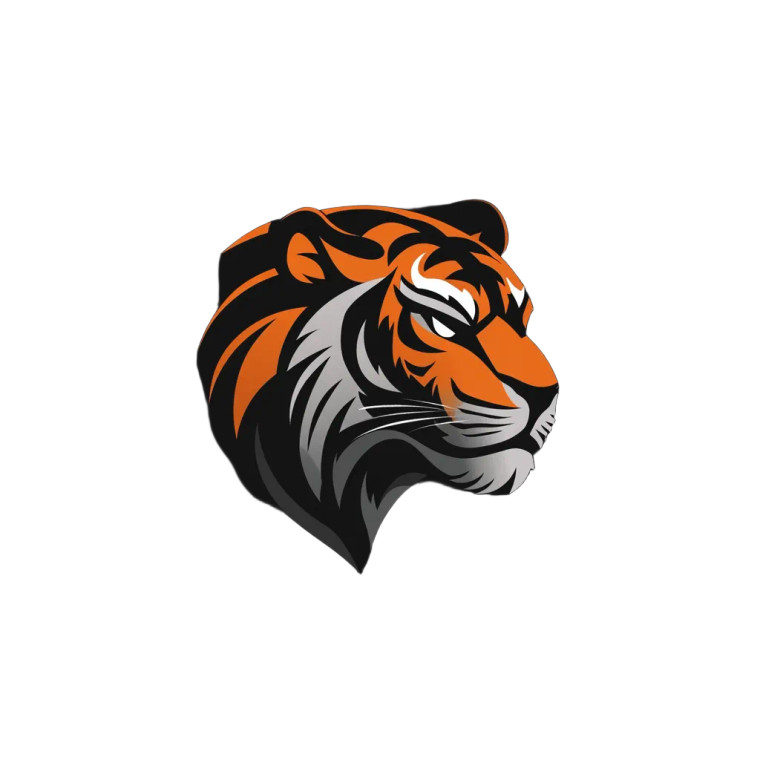 Minimalist Tiger Logo Vinyl Car Decal Sticker – Waterproof & UV-Resistant 8"