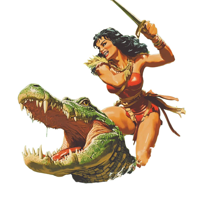 Barbarian Vs Crocodile Vinyl Car Decal Sticker – Waterproof & UV-Resistant 8"