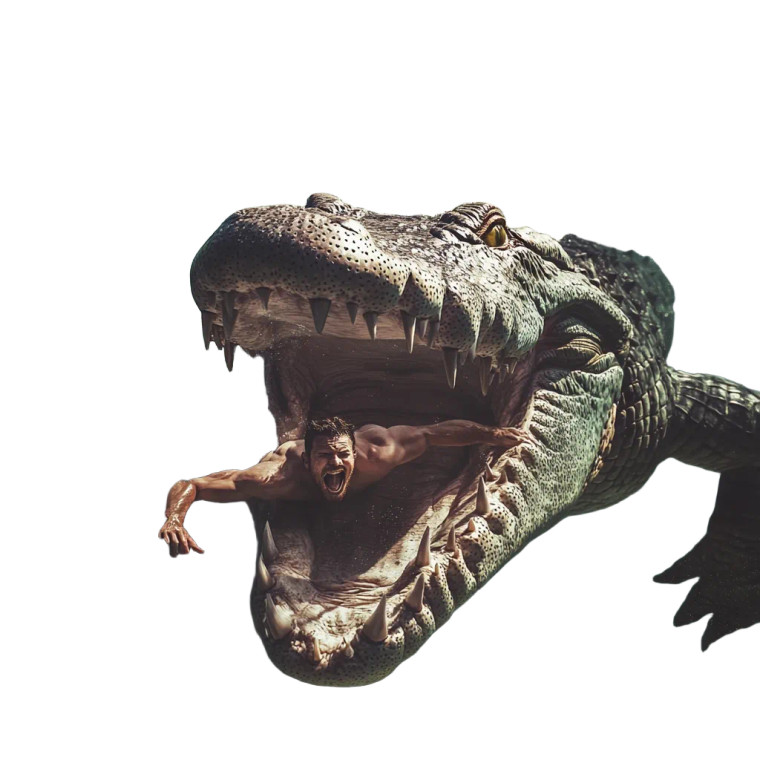 Man Diving Crocodile Vinyl Car Decal Sticker – Waterproof & UV-Resistant 8"