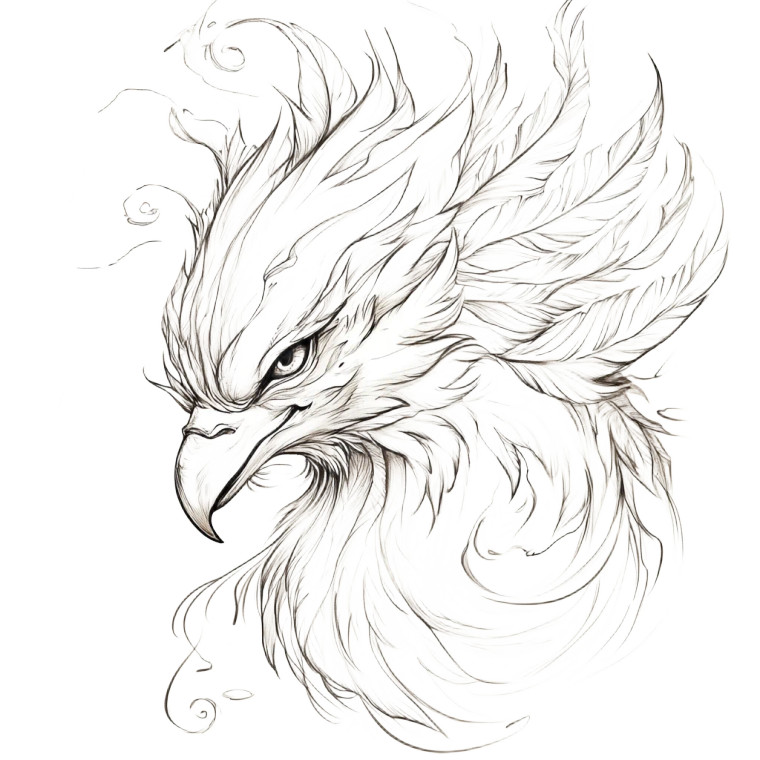 Friendly Phoenix Sketch Vinyl Car Decal Sticker – Waterproof & UV-Resistant 8"