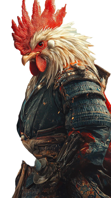 Japanese Rooster Fighter Vinyl Car Decal Sticker – Waterproof & UV-Resistant 8"