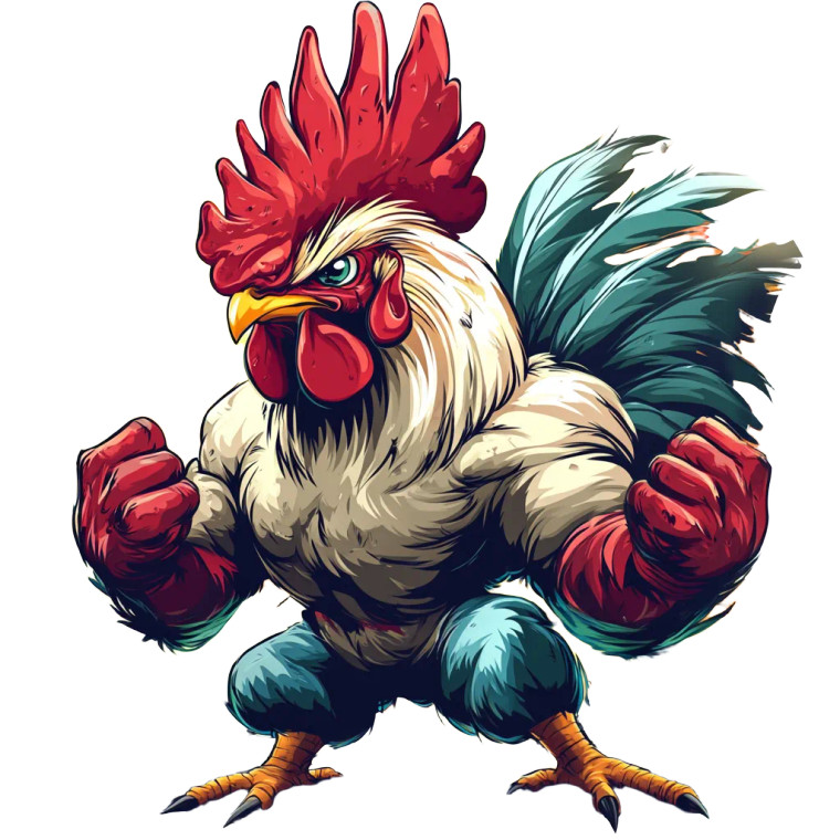 Muscular Battle Rooster V2 Vinyl Car Decal Sticker – Waterproof & UV-Resistant 8"