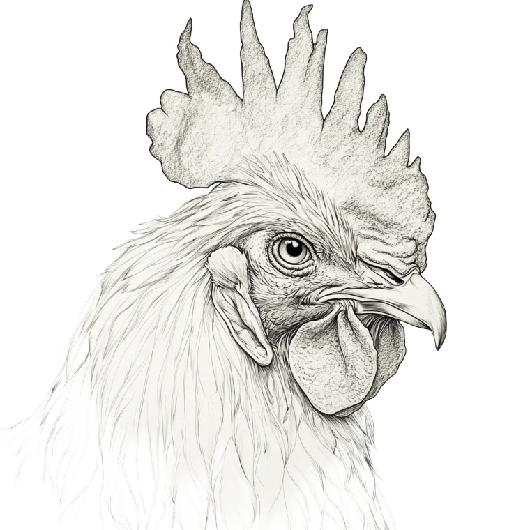 Big Rooster Sketch Vinyl Car Decal Sticker – Waterproof & UV-Resistant 8"