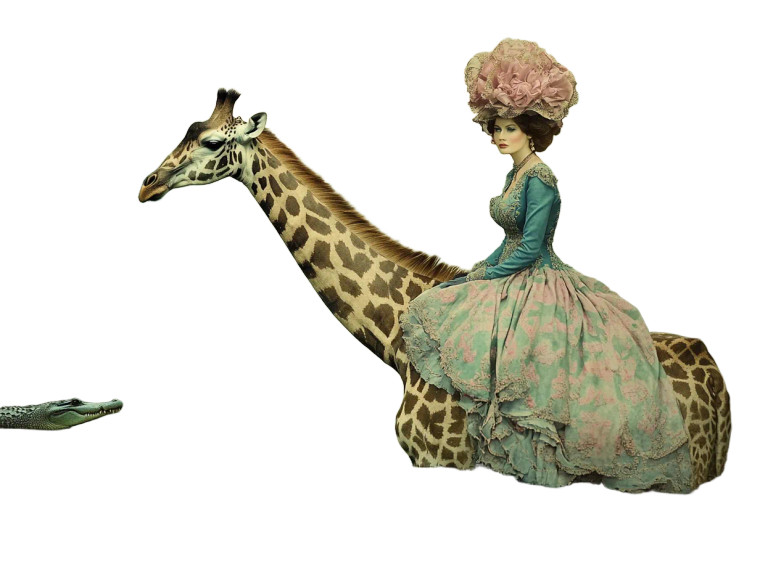 Surreal Giraffe Ride Vinyl Car Decal Sticker – Waterproof & UV-Resistant 8"