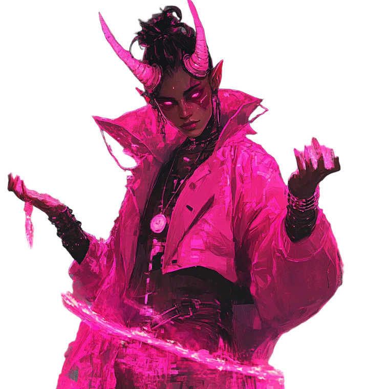 Technomage Tiefling Warlock Vinyl Car Decal Sticker – Waterproof & UV-Resistant 8"