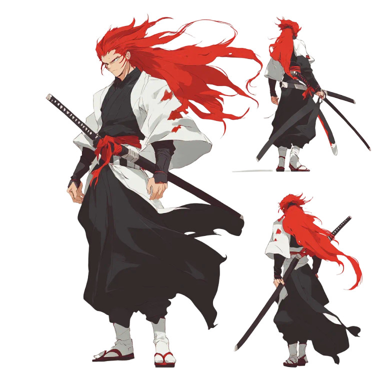 Three-Headed Swordsman Vinyl Car Decal Sticker – Waterproof & UV-Resistant 8"