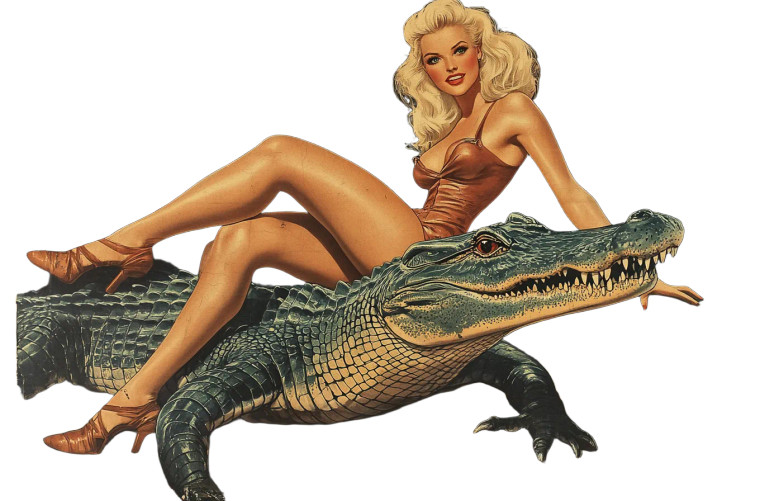 Vintage Alligator Poster V6 Vinyl Car Decal Sticker – Waterproof & UV-Resistant 8"