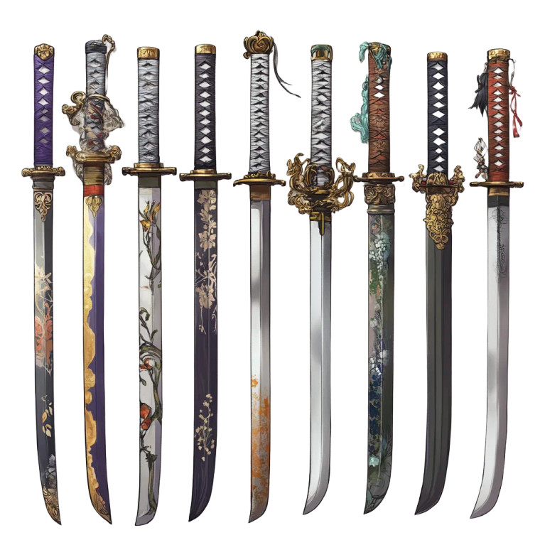 Anime Katana Designs Vinyl Car Decal Sticker – Waterproof & UV-Resistant 8"