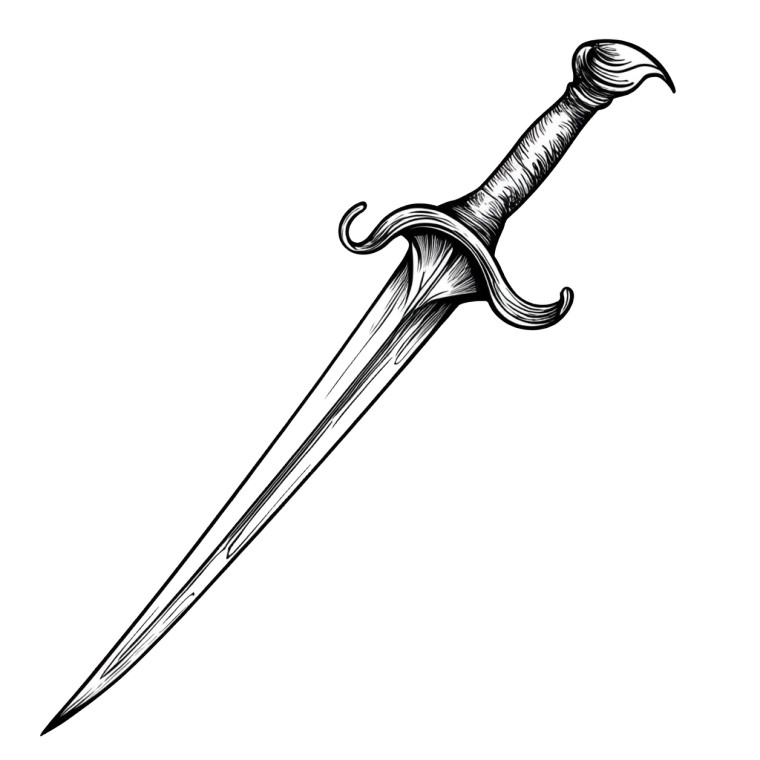 Medieval Dagger Drawing Vinyl Car Decal Sticker – Waterproof & UV-Resistant 8"