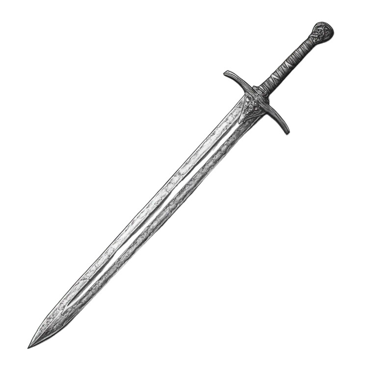 Long Sword Sketch Vinyl Car Decal Sticker – Waterproof & UV-Resistant 8"