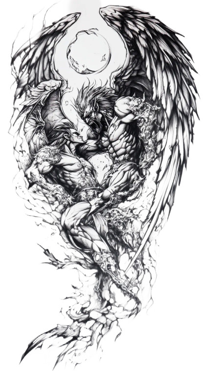 Angel Demon Tattoo Vinyl Car Decal Sticker – Waterproof & UV-Resistant 8"