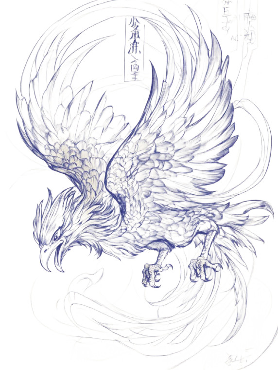 Ethereal Phoenix Sketch Vinyl Car Decal Sticker – Waterproof & UV-Resistant 8"