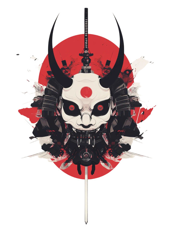 Mecha Oni Mask V2 Vinyl Car Decal Sticker – Waterproof & UV-Resistant 8"