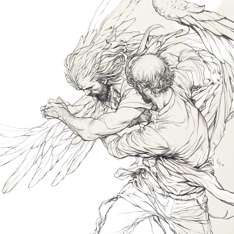 Jacob Wrestles Angel Vinyl Car Decal Sticker – Waterproof & UV-Resistant 8"