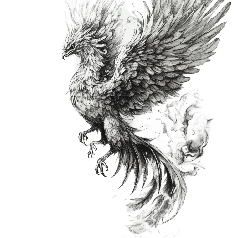 Phoenix Drawing V2 Vinyl Car Decal Sticker – Waterproof & UV-Resistant 8"