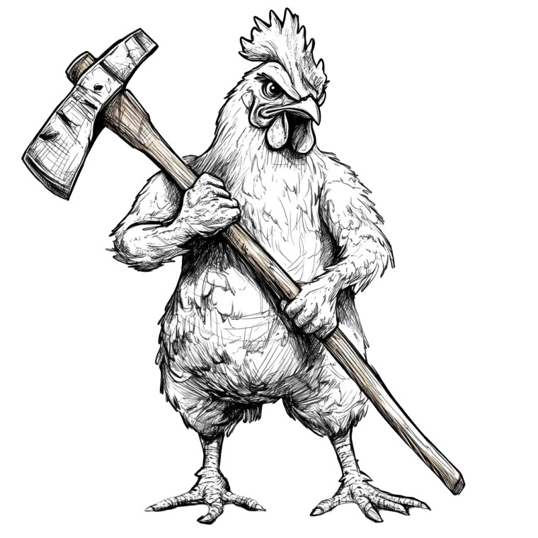 Axe Murderer Chicken Vinyl Car Decal Sticker – Waterproof & UV-Resistant 8"