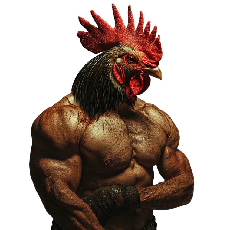 Gallic Rooster Bodybuilder Vinyl Car Decal Sticker – Waterproof & UV-Resistant 8"