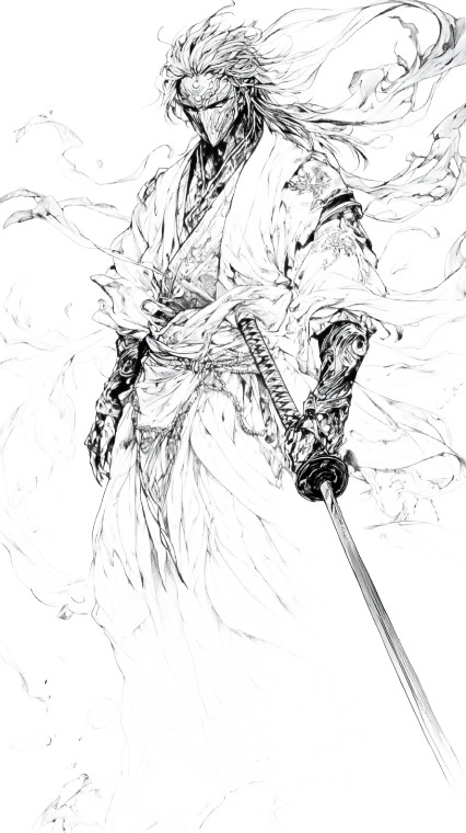 Mysterious Masked Swordsman Vinyl Car Decal Sticker – Waterproof & UV-Resistant 8"