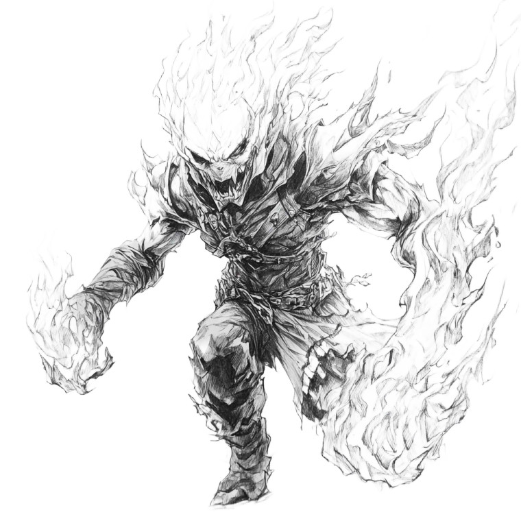 Fire Elemental Sketch Vinyl Car Decal Sticker – Waterproof & UV-Resistant 8"