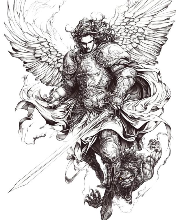Archangel Michael Tattoo Vinyl Car Decal Sticker – Waterproof & UV-Resistant 8"