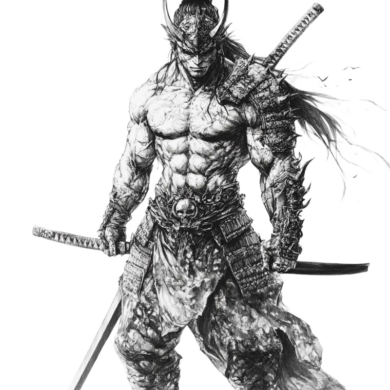 Scaled Samurai Oni Vinyl Car Decal Sticker – Waterproof & UV-Resistant 8"