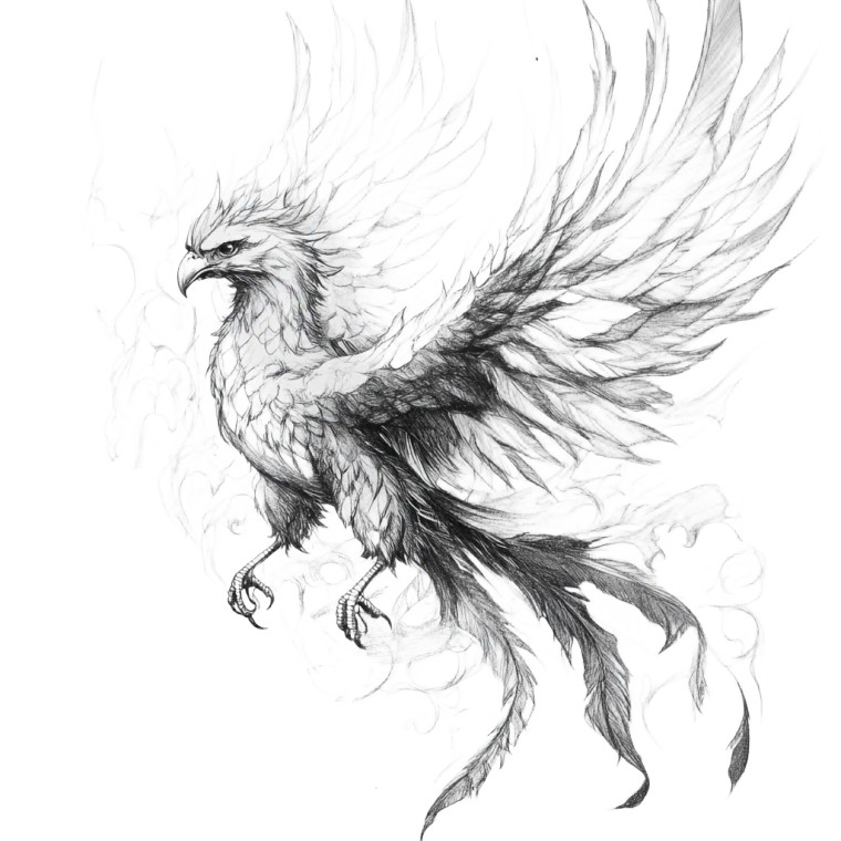 Phoenix Pencil Drawing Vinyl Car Decal Sticker – Waterproof & UV-Resistant 8"