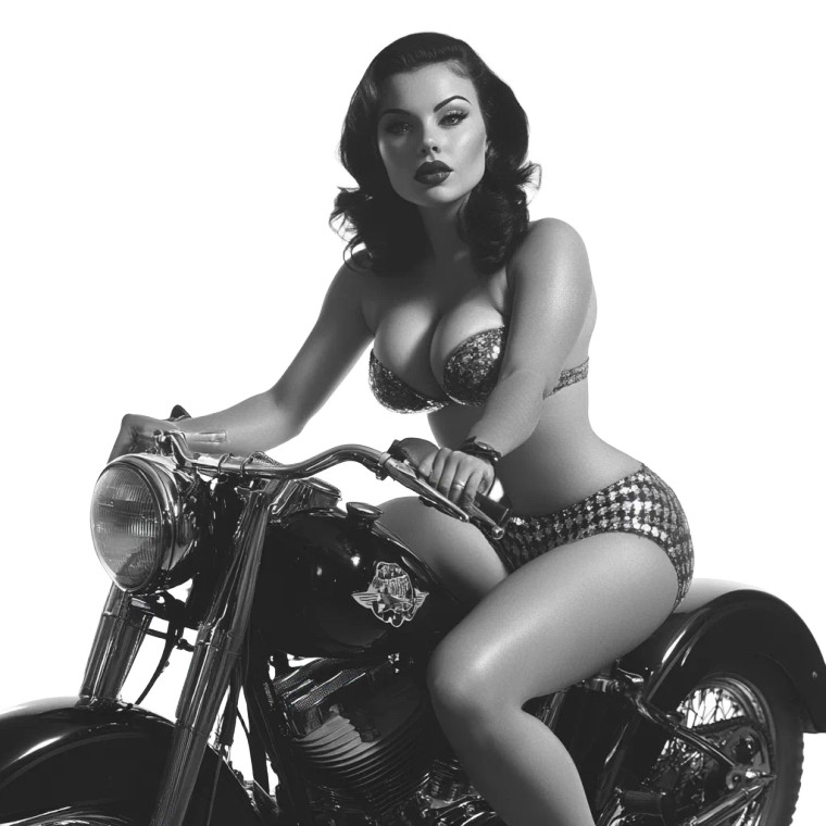 Retro Harley Pin-Up Vinyl Car Decal Sticker – Waterproof & UV-Resistant 8"
