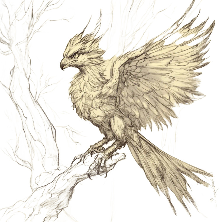 Fantasy Bird Sketch Vinyl Car Decal Sticker – Waterproof & UV-Resistant 8"