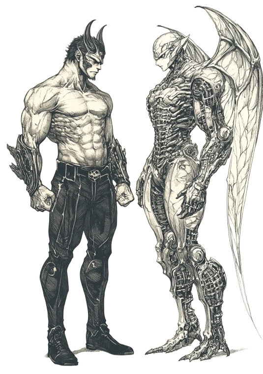 Devil And Cyber Warrior Vinyl Car Decal Sticker – Waterproof & UV-Resistant 8"