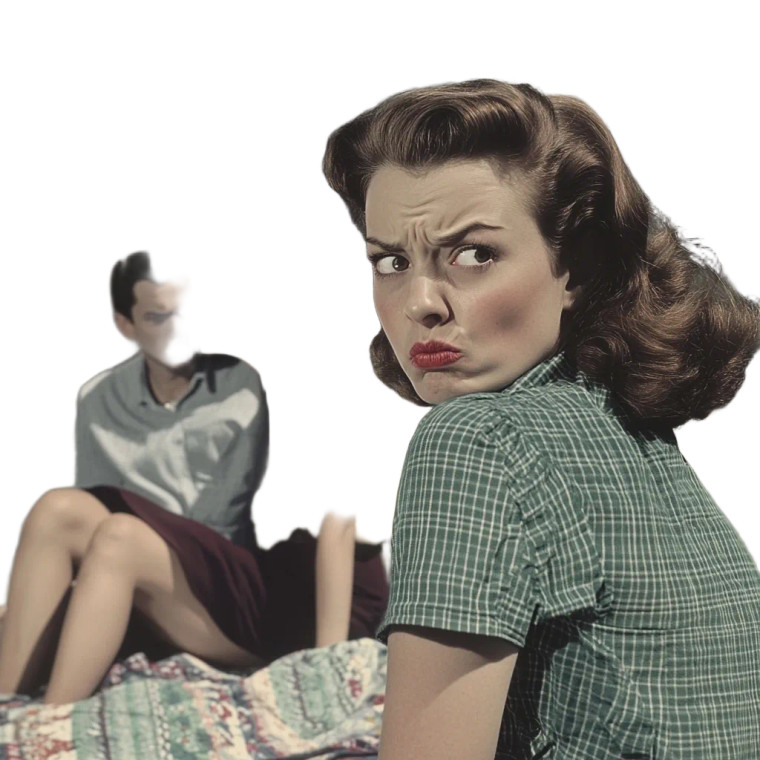 Jealous Woman Glaring Vinyl Car Decal Sticker – Waterproof & UV-Resistant 8"