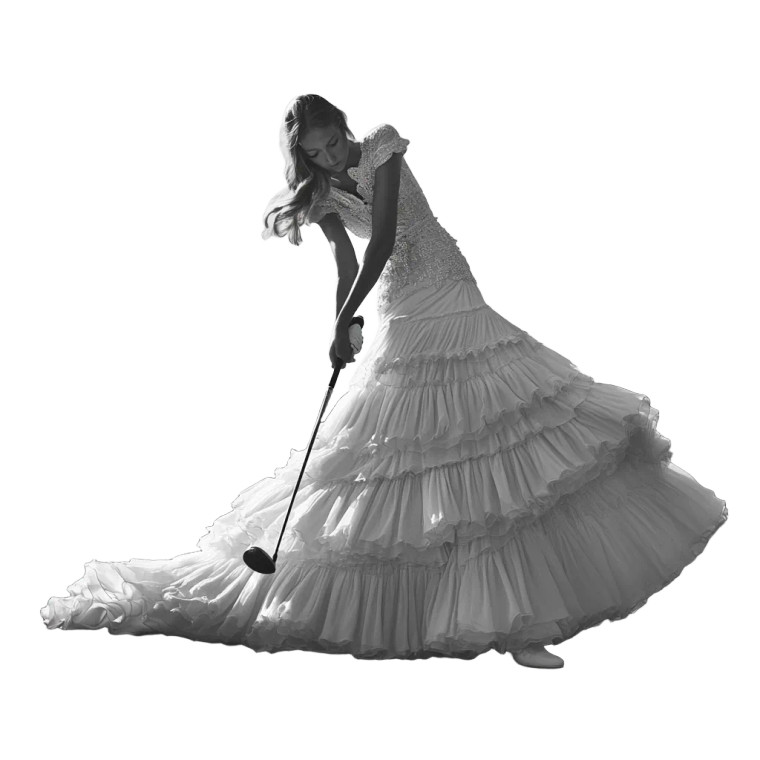 Golfing In Gown Vinyl Car Decal Sticker – Waterproof & UV-Resistant 8"