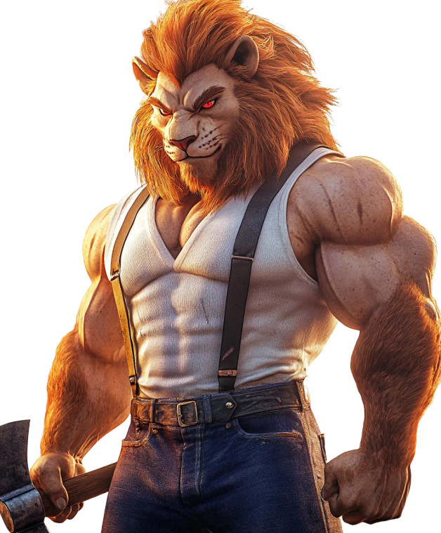 Muscular Lion Axe Vinyl Car Decal Sticker – Waterproof & UV-Resistant 8"