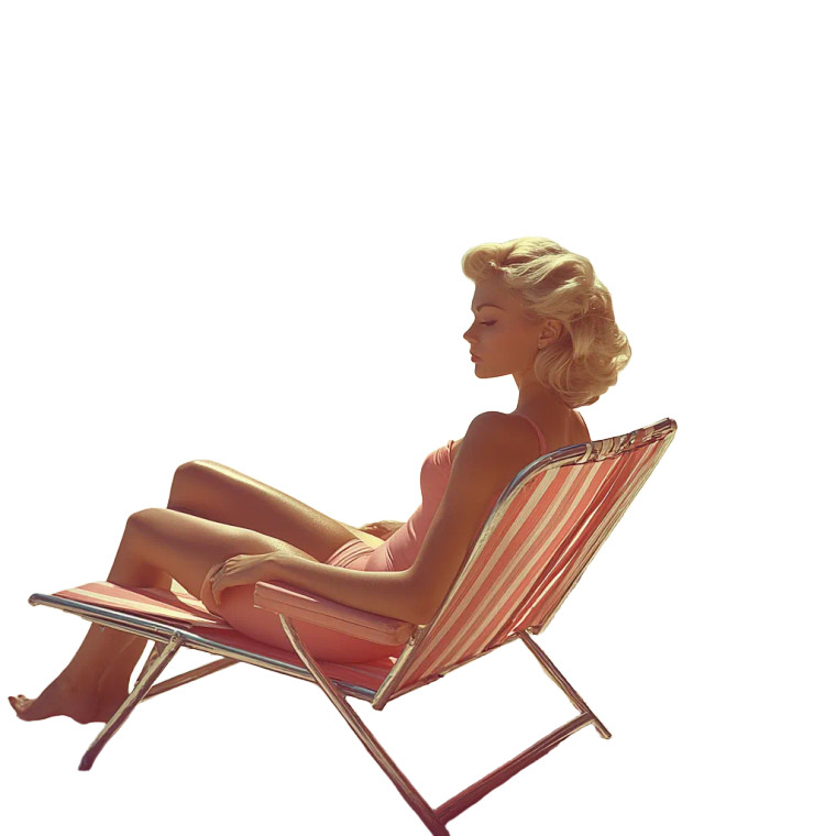 Beach Deckchair Woman Vinyl Car Decal Sticker – Waterproof & UV-Resistant 8"