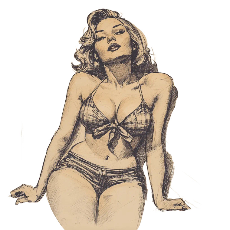 Pin Up Sketch Vinyl Car Decal Sticker – Waterproof & UV-Resistant 8"
