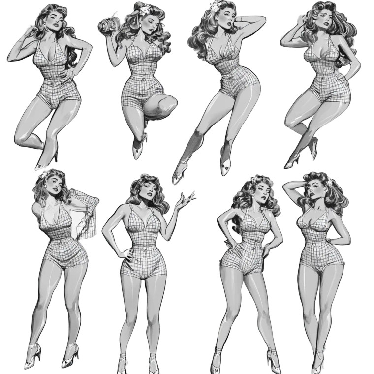 Pin Up Poses Vinyl Car Decal Sticker – Waterproof & UV-Resistant 8"