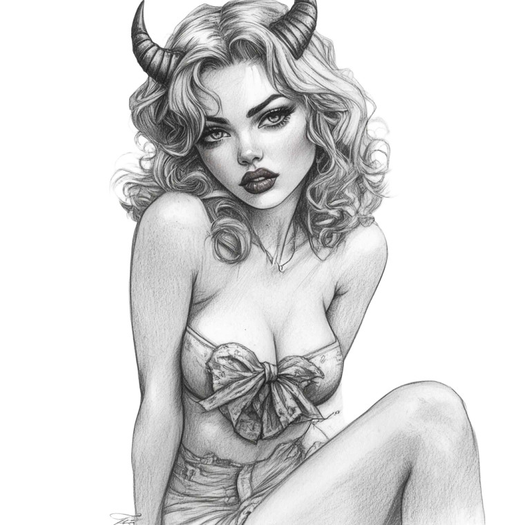 Devil Girl Drawing Vinyl Car Decal Sticker – Waterproof & UV-Resistant 8"