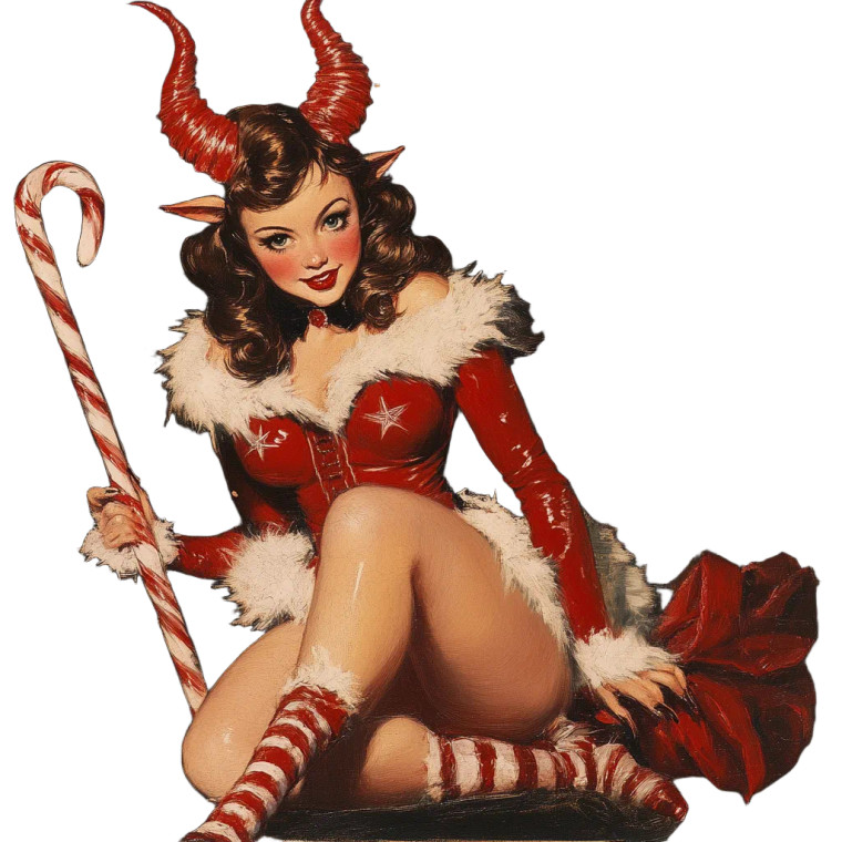 Vintage Krampus Girl Vinyl Car Decal Sticker – Waterproof & UV-Resistant 8"